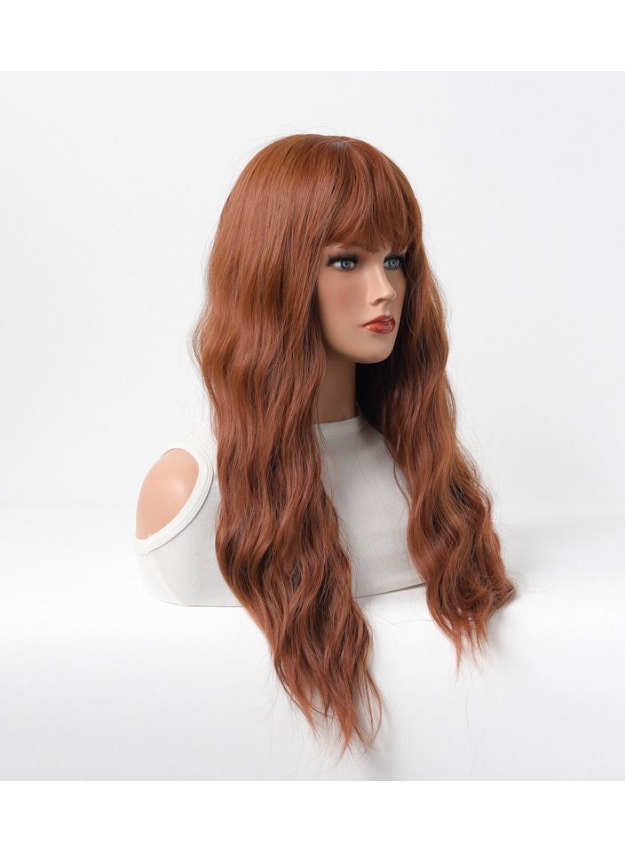 إستيل شعر مستعار طويل مجعد شعر مموج كبير متوسط ​​طويل غطاء رأس كامل بني - Image 2