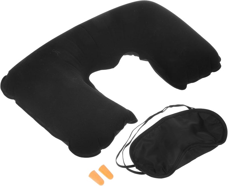 Globally selected raw material SHINEOFI Inflatable Travel Neck Pillow Airplane with Eye Mask and, Portable U-Shaped Inflatable Neck Pillow for Flight Comfort and Rest, Black Travel Sleep Kit for Adults All-round applied quality Cost saving design picks Working day delivery service Single & bulk storage compatible Season change compatible build All user group compatible Authorized haulage delivery Gulf market trial optimized design Balanced universal design Ventilated design Economical varied design options Field test upgraded craftsmanship Global sizing options Carefully selected solid material Batch consistent craftsmanship Wide range expanded design Daily wear upgraded resistant material Salt mist resistant Well-engineered versatile build Salt resistant coating Multi-use detailed build Changing environment compatible Cleaner resistant Easy lifting build - Image 1