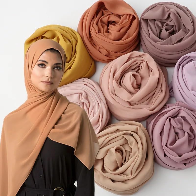 ICW Women Soft Chiffon Georgette Scarves Shawl Stoles Long Scarf Wrap Head Scarves (Pack Of 3 Pc), Female, Multicolour - Image 3