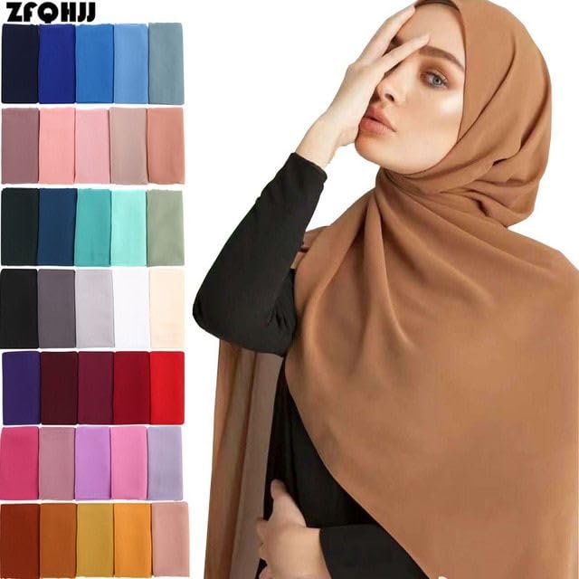 ICW Women Soft Chiffon Georgette Scarves Shawl Stoles Long Scarf Wrap Head Scarves (Pack Of 3 Pc), Female, Multicolour - Image 2