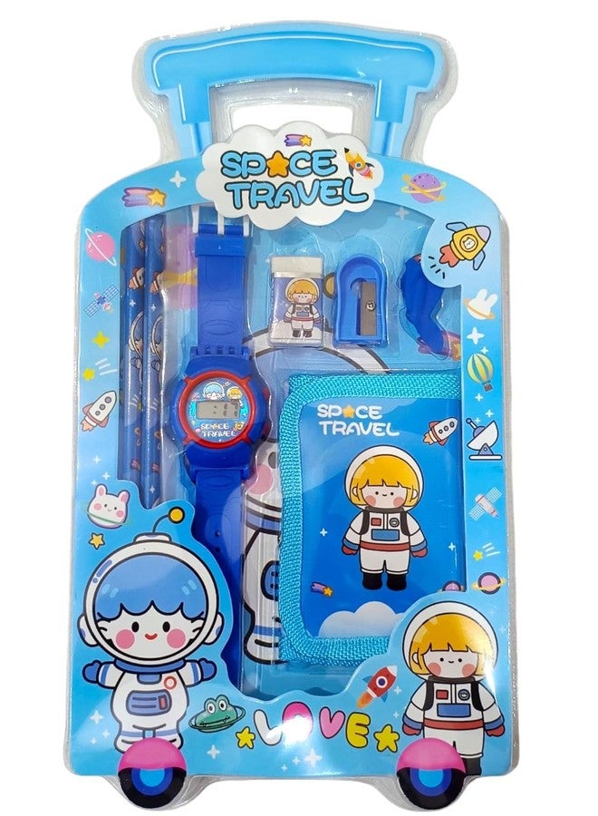 Eclet 6-in-1 Kids Stationery Set - Cartoon Pencils, Clutch Pencil, Refills, Eraser, Sharpener & Diary - Image 1