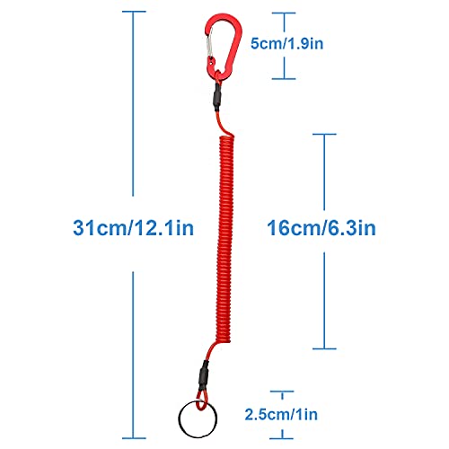 Lix&Rix Coiled Stretch Tether Lanyard with Clip for Fishing Keys Card Keeper and Tools,Red 3pcs - Image 2