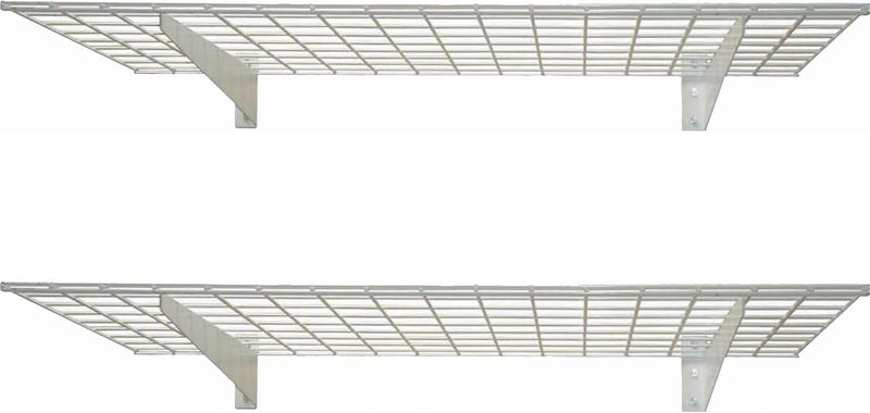 HyLoft 00630 2-Pack Heavy Duty Steel Wall Garage Shelving, 48-Inch X 24-Inch Wall Mounted Shelves for Garage Storage, Low-Profile Brackets, Max Shelf Load 150 Pounds, White Powder Coated Finish - Image 1