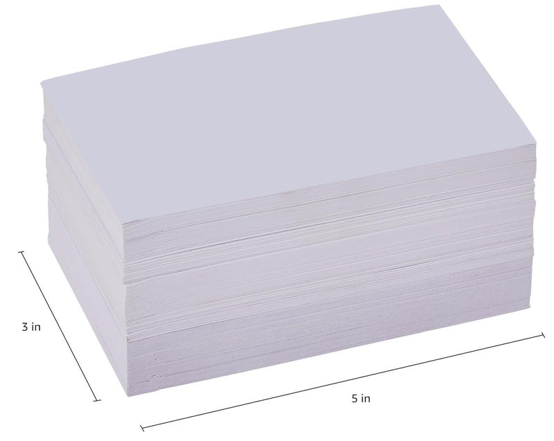 AccuPrints 50 White Blank Index Flash Cards - Suitable for Study, Home and Work Notes - Free Binder Rings - 220 GSM Thick - 3 x 5 inches - Image 5