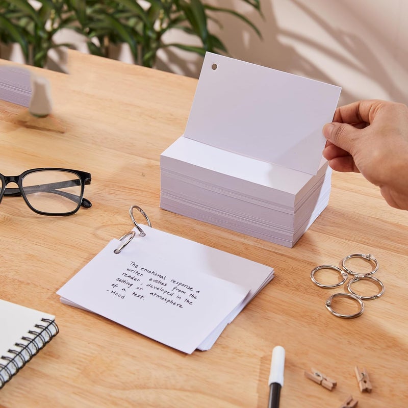 AccuPrints 50 White Blank Index Flash Cards - Suitable for Study, Home and Work Notes - Free Binder Rings - 220 GSM Thick - 3 x 5 inches - Image 4