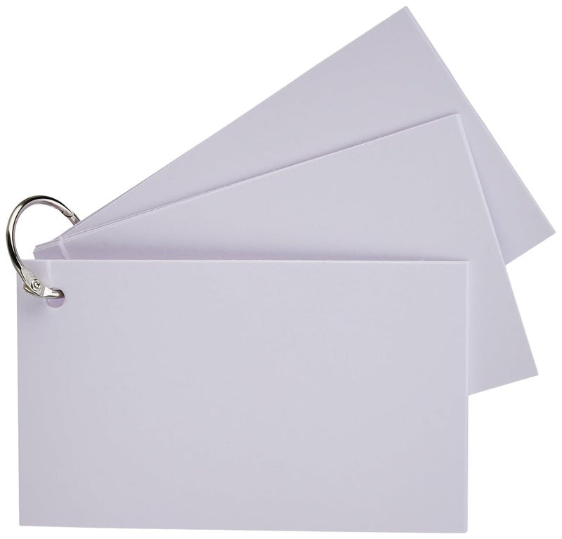 AccuPrints 50 White Blank Index Flash Cards - Suitable for Study, Home and Work Notes - Free Binder Rings - 220 GSM Thick - 3 x 5 inches - Image 3