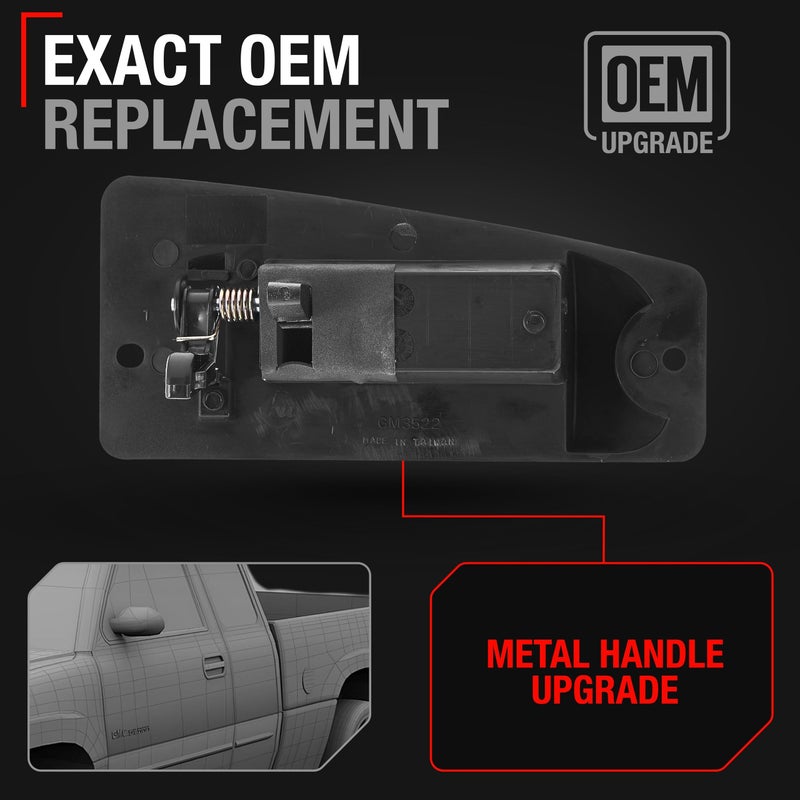 T1A Extended Cab Door Handle, Upgraded Metal, Rear Driver Door Handle Compatible with 1999-2007 Chevrolet Silverado 1500 2500; 99-07 GMC Sierra 1500 2500, & 01-07 Silverado or Sierra 3500 - OEM 15758172 - Image 3