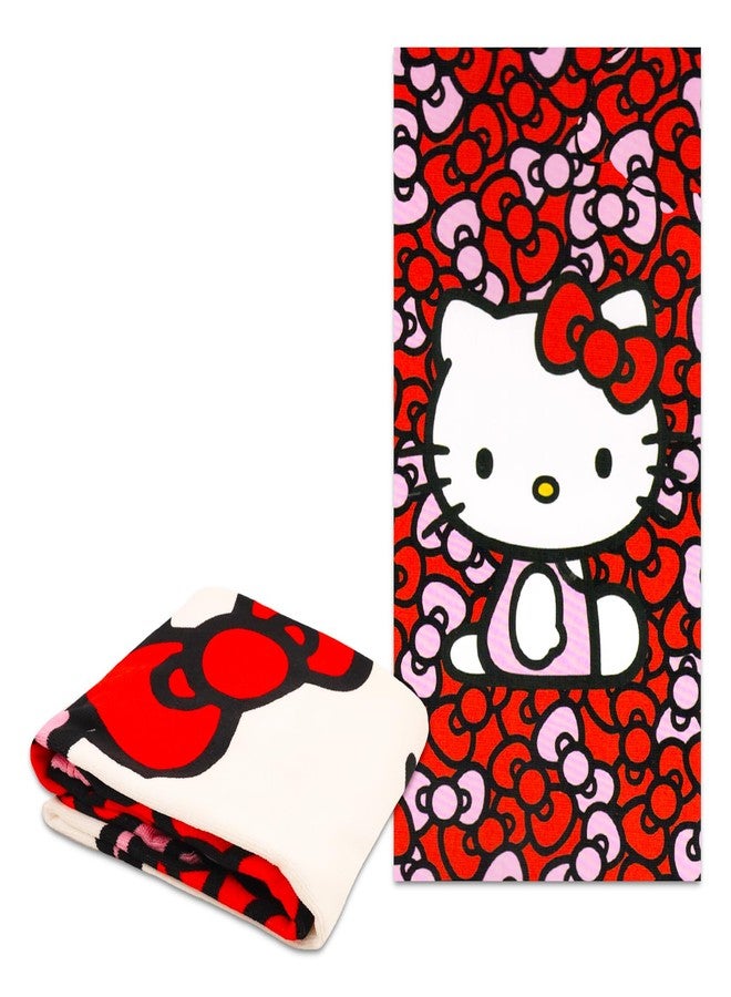 Hello Kitty طقم مناشف شاطئ هالو كيتي - حزمة مع منشفة حمام هالو كيتي 27x54 بالإضافة إلى ملصقات والمزيد (منشفة حمام هالو كيتي للأطفال والبالغين) - Image 2