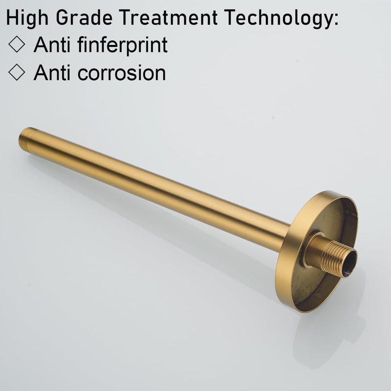 Random Champagne Bronze Shower Arm with Flange 12 Inches Ceiling Mount Shower Head Extension Straight Arm Ceiling-Mounted For Fixed Shower Head.RD91038-12CB - Image 3