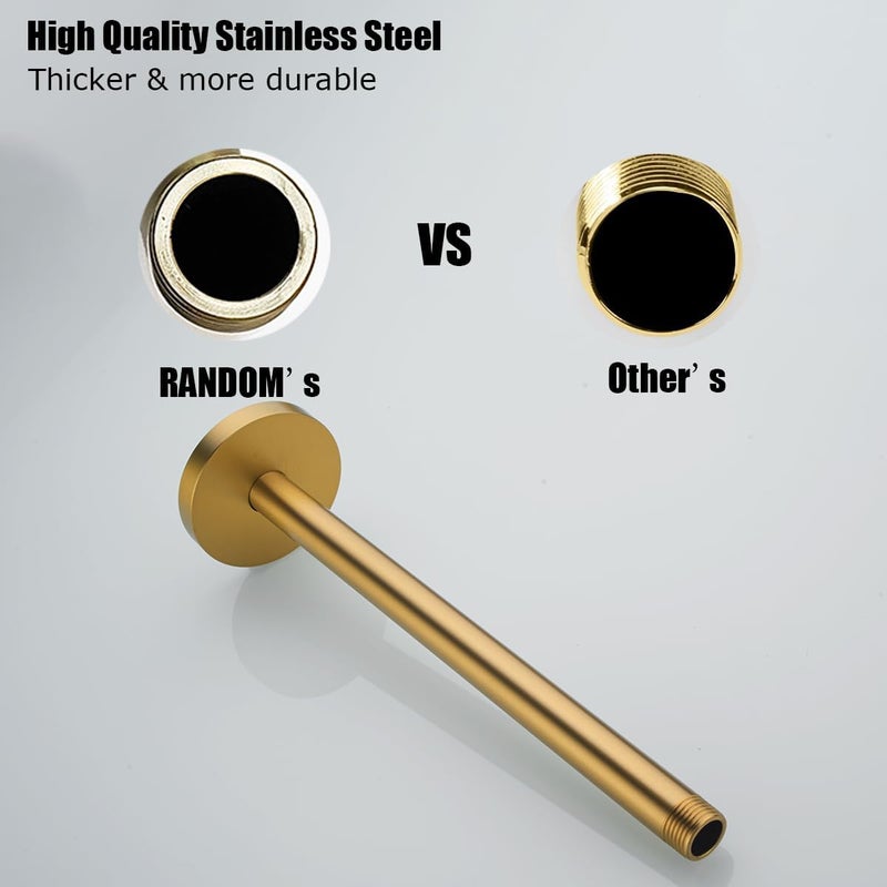Random Champagne Bronze Shower Arm with Flange 12 Inches Ceiling Mount Shower Head Extension Straight Arm Ceiling-Mounted For Fixed Shower Head.RD91038-12CB - Image 2