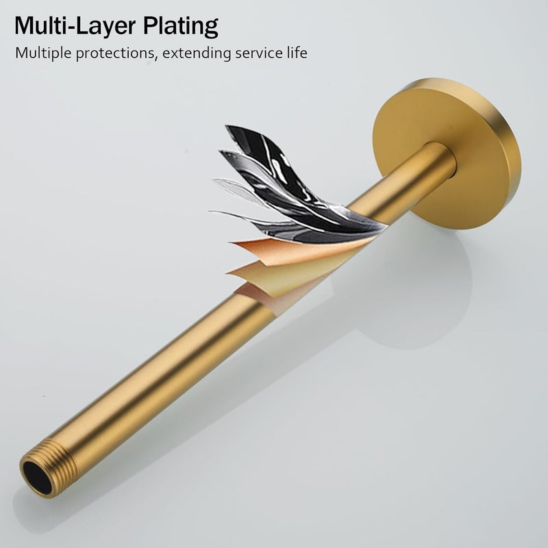 Random Champagne Bronze Shower Arm with Flange 12 Inches Ceiling Mount Shower Head Extension Straight Arm Ceiling-Mounted For Fixed Shower Head.RD91038-12CB - Image 4