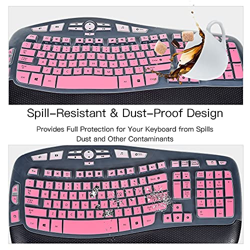 imComor Keyboard Cover for Logitech K350 MK570 MK550 Keyboard Cover Skin for Logitech K350 MK550 MK570 Wireless Wave Keyboard Skin Protector Accessories, Ombre Pink - Image 5