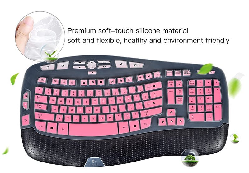 imComor Keyboard Cover for Logitech K350 MK570 MK550 Keyboard Cover Skin for Logitech K350 MK550 MK570 Wireless Wave Keyboard Skin Protector Accessories, Ombre Pink - Image 4