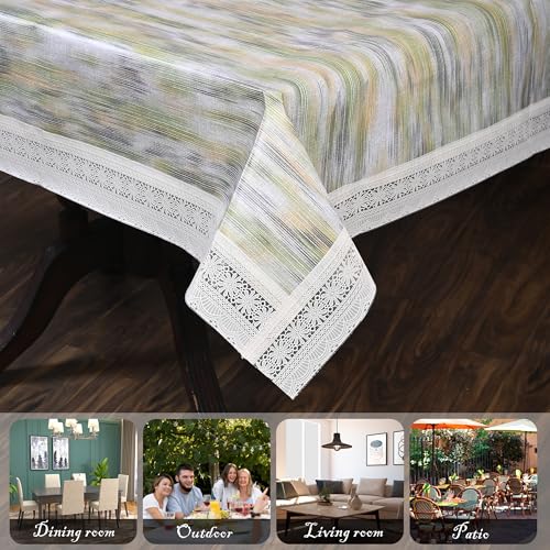 Oriental Weavers OrientalWeavers PVC Dining Table Cover - 60 x 108 in, 8 Seater Table Protector Cover - Rectangle Shape Table Cover with White Side Trim Lace, Small Flower Print - Image 4