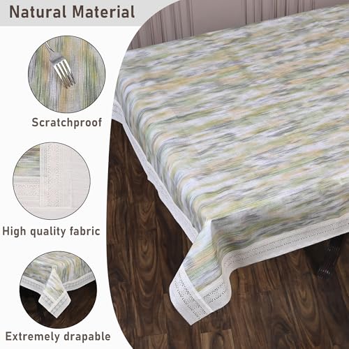 Oriental Weavers OrientalWeavers PVC Dining Table Cover - 60 x 108 in, 8 Seater Table Protector Cover - Rectangle Shape Table Cover with White Side Trim Lace, Small Flower Print - Image 3
