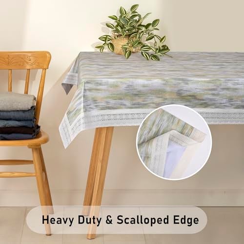 Oriental Weavers OrientalWeavers PVC Dining Table Cover - 60 x 108 in, 8 Seater Table Protector Cover - Rectangle Shape Table Cover with White Side Trim Lace, Small Flower Print - Image 2