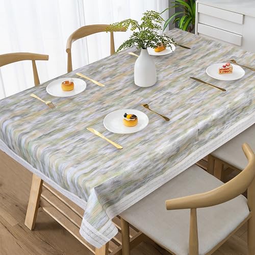 Oriental Weavers OrientalWeavers PVC Dining Table Cover - 60 x 108 in, 8 Seater Table Protector Cover - Rectangle Shape Table Cover with White Side Trim Lace, Small Flower Print - Image 1