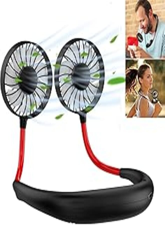 A- Portable Neck Hanging Fan Hand Free Wearable Neckband Lazy Cooling USB Rechargeable Mini Fan for Kitchen Traveling Outdoor Office (Multicolour)