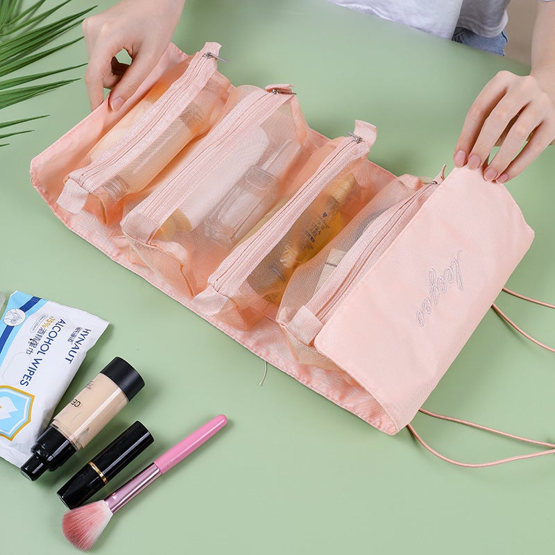 New Detachable Travel Cosmetic Bag Women'S Portable Large Capacity Storage Bag Four-In-One Makeup Wash Dinner Bag - Image 2