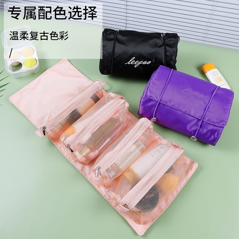 New Detachable Travel Cosmetic Bag Women'S Portable Large Capacity Storage Bag Four-In-One Makeup Wash Dinner Bag - Image 3
