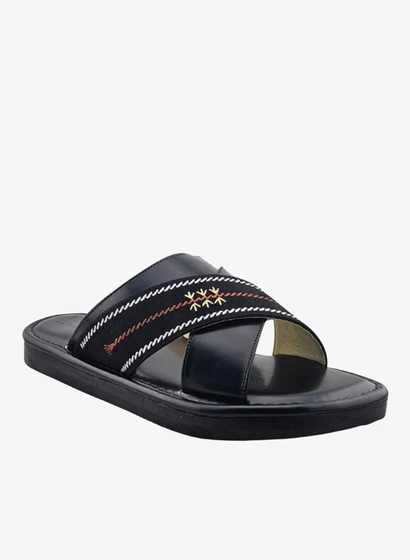 AL Fanoos Men's Cross-Strap Sandal Al Fanoos Embroidered Gulf Design