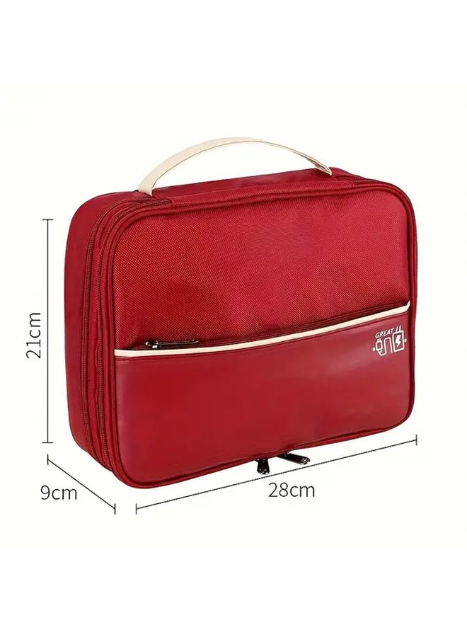 Premium Electronic Cable Organizer Travel Bag With Red Zipper Closure And Mesh Pockets For Cords Adapters Portable Tech Storage Case For Office Commute Vacation - Image 5