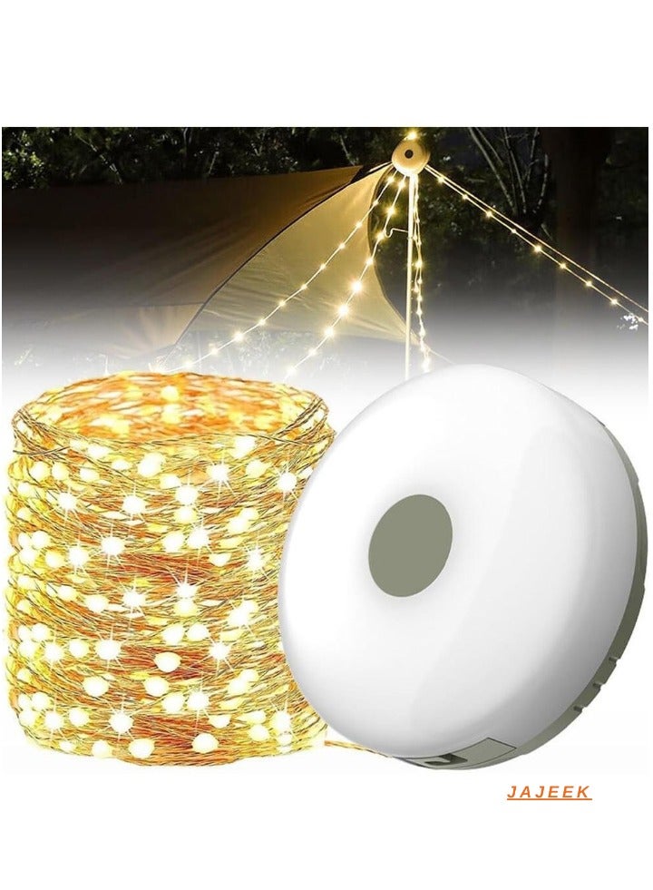 JAJEEK Camping String Lights, 10M Waterproof Outdoor Portable Stowable Lights | 5 Lighting Modes | USB Rechargeable Warmyard Lights for Camping, RV, Hiking | Energy Class A, Ideal for Outdoor Adventures & Parties - Image 1