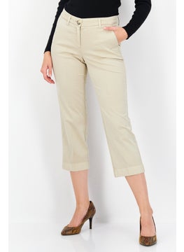 Zero Women Slim Fit Plain Chino Pant, Beige  - Image 1