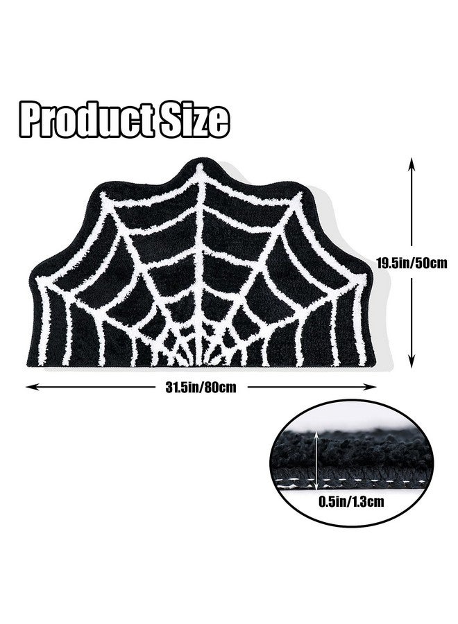Meetory Spider Web Bath Mat, 31x20" Black Gothic Halloween Non-Slip Rug - Image 1