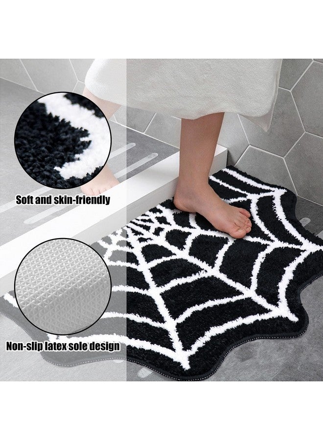 Meetory Spider Web Bath Mat, 31x20" Black Gothic Halloween Non-Slip Rug - Image 3
