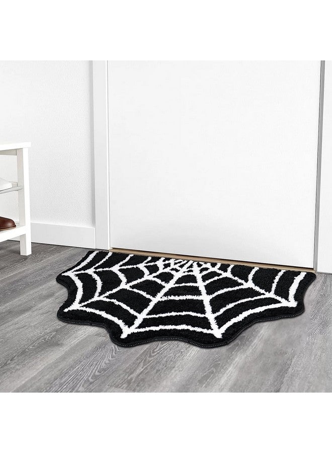 Meetory Spider Web Bath Mat, 31x20" Black Gothic Halloween Non-Slip Rug - Image 4