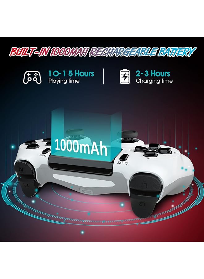 Wireless Controller For Playstation 4/Pro/Slim/Pc Gamepad Joystick Remote For Ps4 Console With 1000Mah/Built In Dual Vibration/6 Axis Gyro Sensor/Speaker/Audio Jack (White) - Image 3