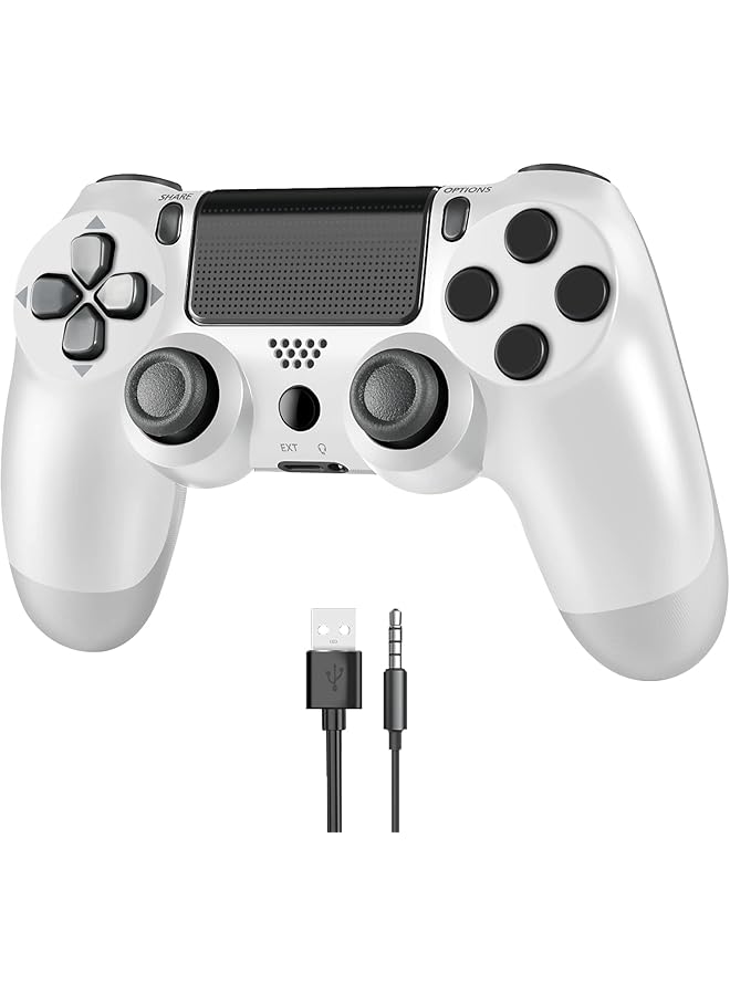 Wireless Controller For Playstation 4/Pro/Slim/Pc Gamepad Joystick Remote For Ps4 Console With 1000Mah/Built In Dual Vibration/6 Axis Gyro Sensor/Speaker/Audio Jack (White) - Image 1