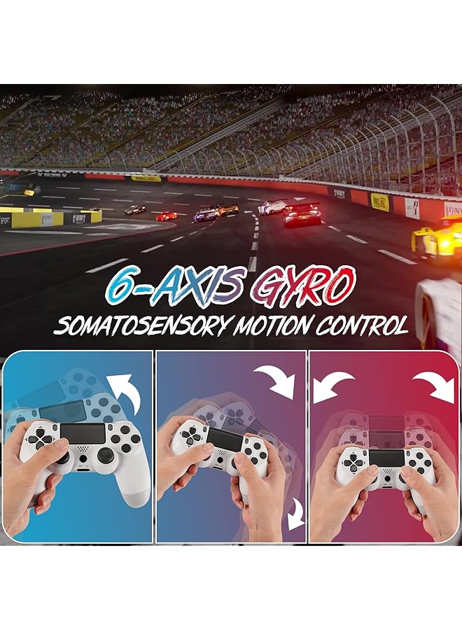 Wireless Controller For Playstation 4/Pro/Slim/Pc Gamepad Joystick Remote For Ps4 Console With 1000Mah/Built In Dual Vibration/6 Axis Gyro Sensor/Speaker/Audio Jack (White) - Image 5