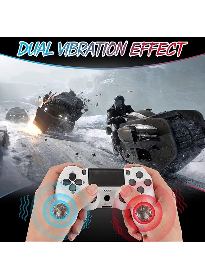 Wireless Controller For Playstation 4/Pro/Slim/Pc Gamepad Joystick Remote For Ps4 Console With 1000Mah/Built In Dual Vibration/6 Axis Gyro Sensor/Speaker/Audio Jack (White) - Image 4