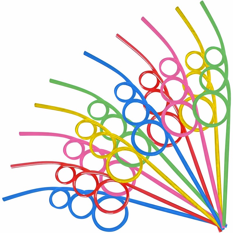 Rhode Island Novelty Rhode Island Novelty Crazy Loop Straws  12 Pack  Assorted Colors - Image 1