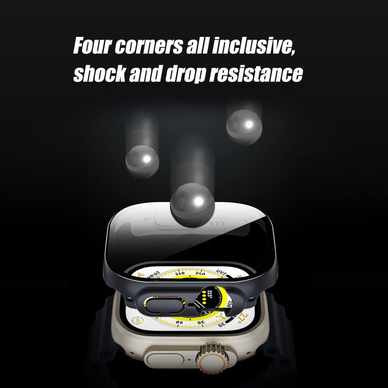 Ailun for 2022/2023 Apple Watch Ultra 2/Ultra Screen Protector Case [49mm], Ultra-Thin Hard PC Case Built in Tempered Glass for iWatch, Shockproof Cover with Button [2 Pack][Black] - Image 3