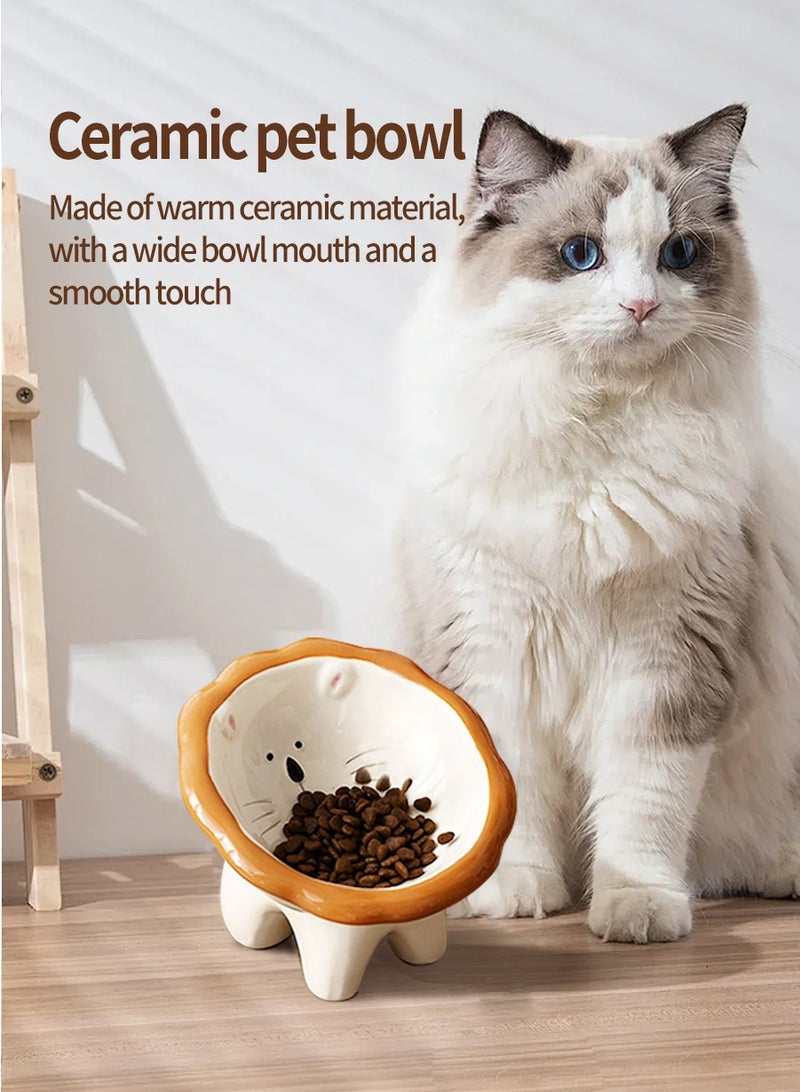 BEIRUI Ceramic Cat Food Bowl - Anti-Vomit Elevated Feeding Dish for Cats and Small Dogs, Slip-Resistant Wide-Tilt Design, Dishwasher-Safe Pet Bowl - Image 2