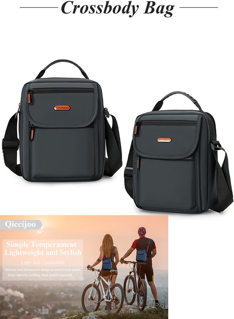Qiccijoo Crossbody Shoulder Bag for Men or Women Casual Messenger Bag Sling Bag Travel Bag for Business Office School Hiking Satchel Bags Work Bag Handbag Purse(Grey) - Image 2