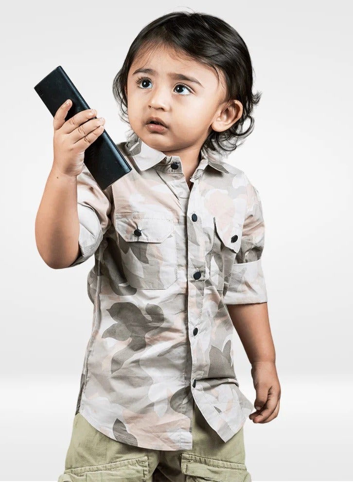 بولكاتوتس قميص مموه بأكمام طويلة من Polka Tots - رمادي ووردي - Image 2