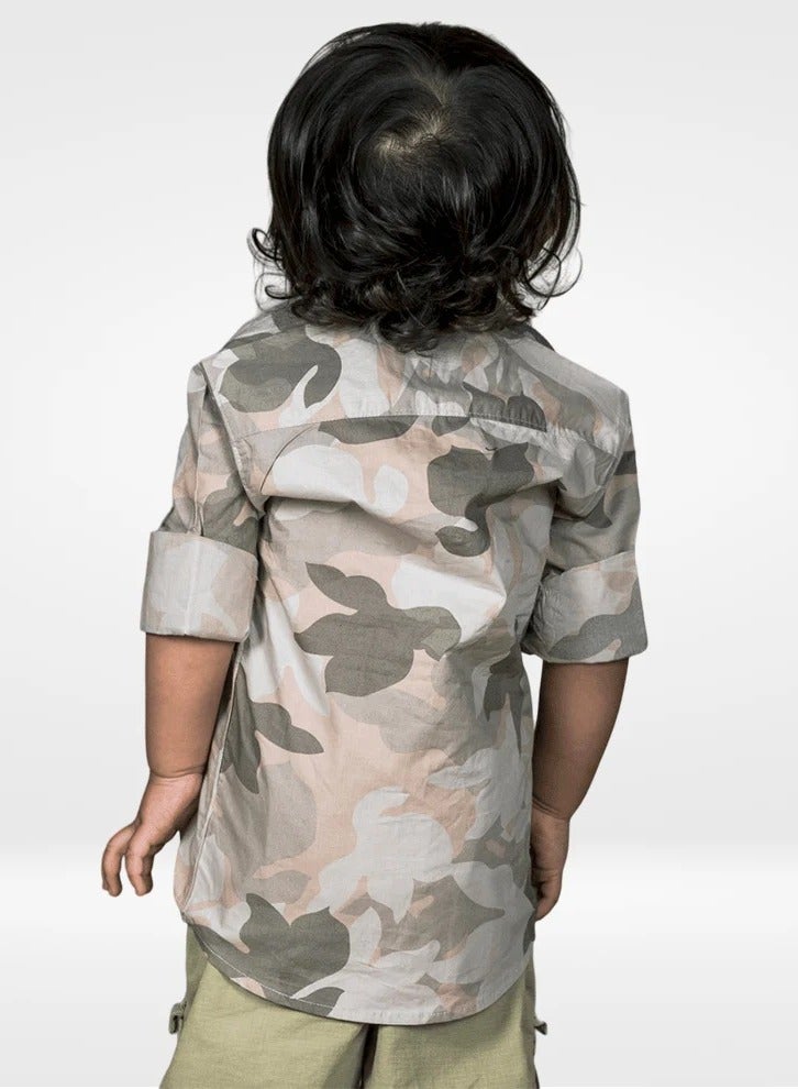 بولكاتوتس قميص مموه بأكمام طويلة من Polka Tots - رمادي ووردي - Image 4