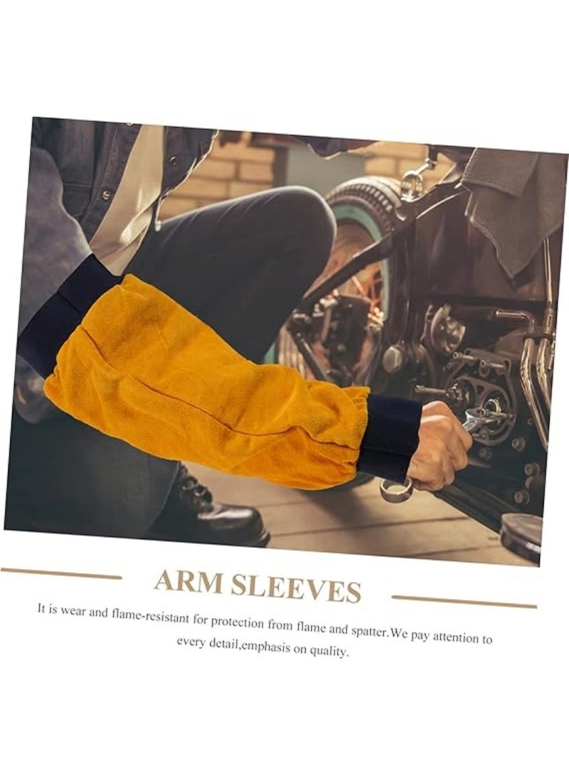 Welding Protective Sleeves – Thickened Cowhide Heat-Resistant Arm Guards for Welders, Flame-Retardant and Wear-Resistant Safety Welding Sleeves, Approx. 42cm (Pair) - Image 2