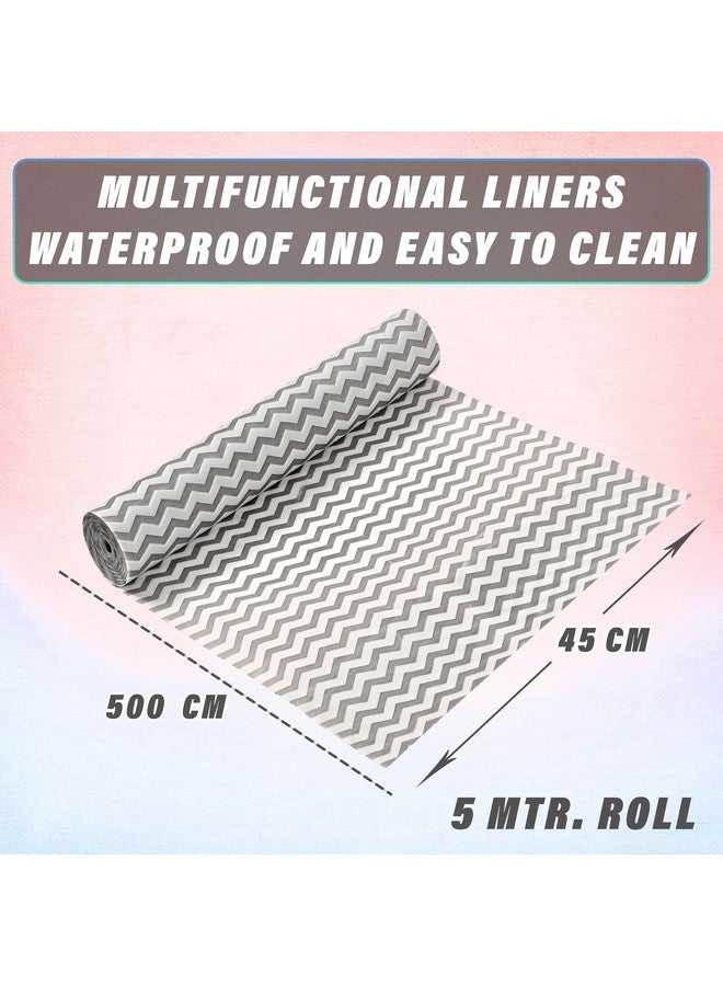 Kuber Industries Shelf Liner | 5 Meter EVA Kitchen Cabinet Shelf Mat | Anti-Slip Bathroom Mat | Fridge Mat | Table Mat | Zig Zag Design Wardrobe Mat | Grey - Image 3