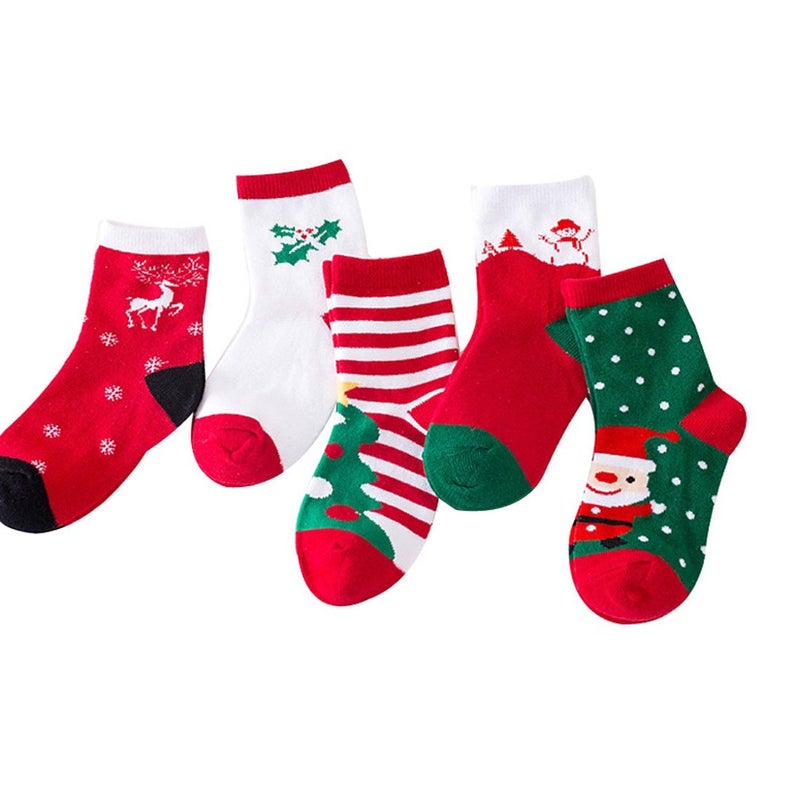 LITOON Christmas Socks Children Socks Christmas Kid Socks for Kid Boy Girl 5 Pairs (S(1-3 years)) - Image 1
