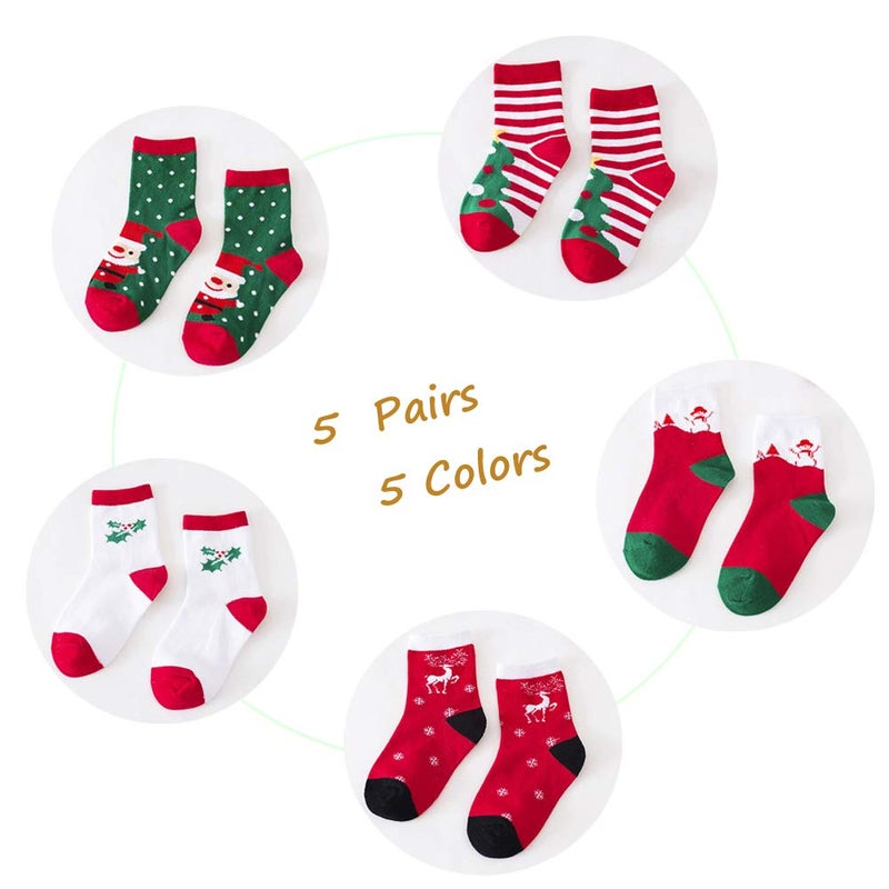 LITOON Christmas Socks Children Socks Christmas Kid Socks for Kid Boy Girl 5 Pairs (S(1-3 years)) - Image 2