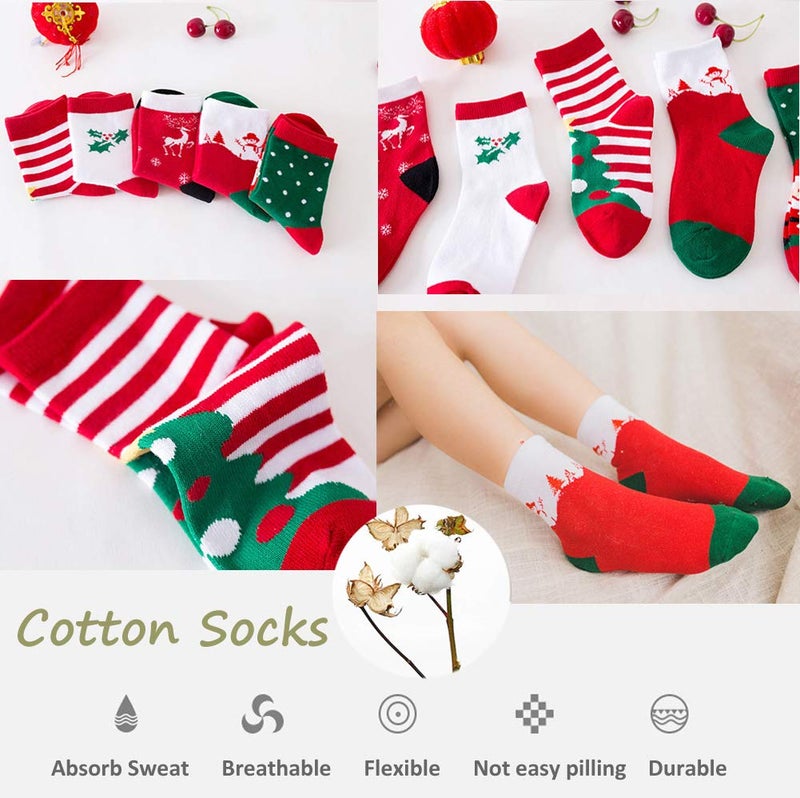 LITOON Christmas Socks Children Socks Christmas Kid Socks for Kid Boy Girl 5 Pairs (S(1-3 years)) - Image 4