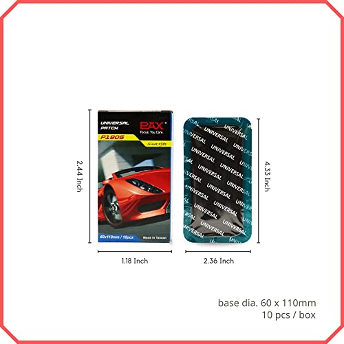 PAX 10 Pcs 60 x 110mm Rectangle Universal Tube and Tire Patches, Radial and Bias Flat Tires Punctures Repair, for Car, Truck, Tractor, Agricultural Vehicles, BMX, ATVs, Any Inflatable Rubber - Image 2