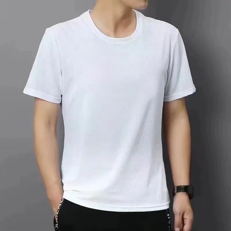 Summer Ice Silk Short Sleeve T-Shirt Men'S Trendy Loose Sports Quick-Drying Mesh Thin Half Sleeve Round Neck T-Shirt Men - Image 5