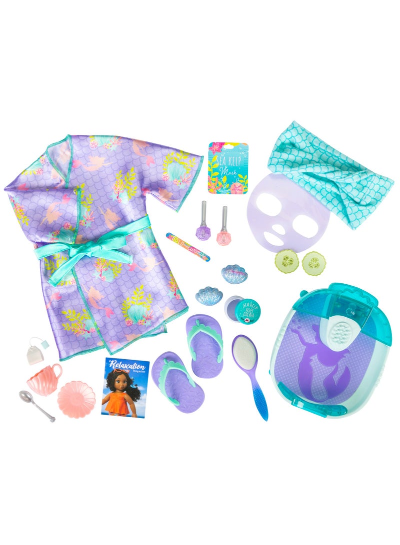 Disney Princess طقم إكسسوارات سبا مستوحى من آرييل من ديزني ILY | أميرة ديزني | لعب تمثيلي | فستان موضة لدمي 18 بوصة | تنكر | هدية للأطفال والمراهقين | الدمية غير مشمولة - Image 1