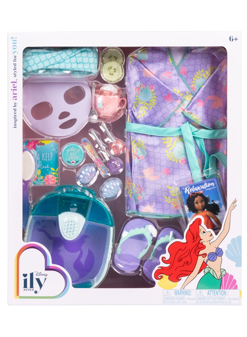 Disney Princess طقم إكسسوارات سبا مستوحى من آرييل من ديزني ILY | أميرة ديزني | لعب تمثيلي | فستان موضة لدمي 18 بوصة | تنكر | هدية للأطفال والمراهقين | الدمية غير مشمولة - Image 3